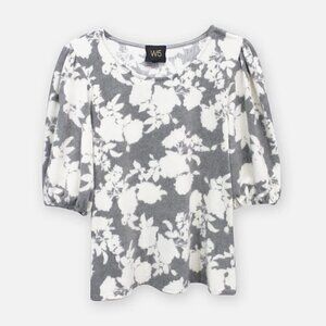 W5 Concepts Cozy Knit Floral Puff Sleeve Top
